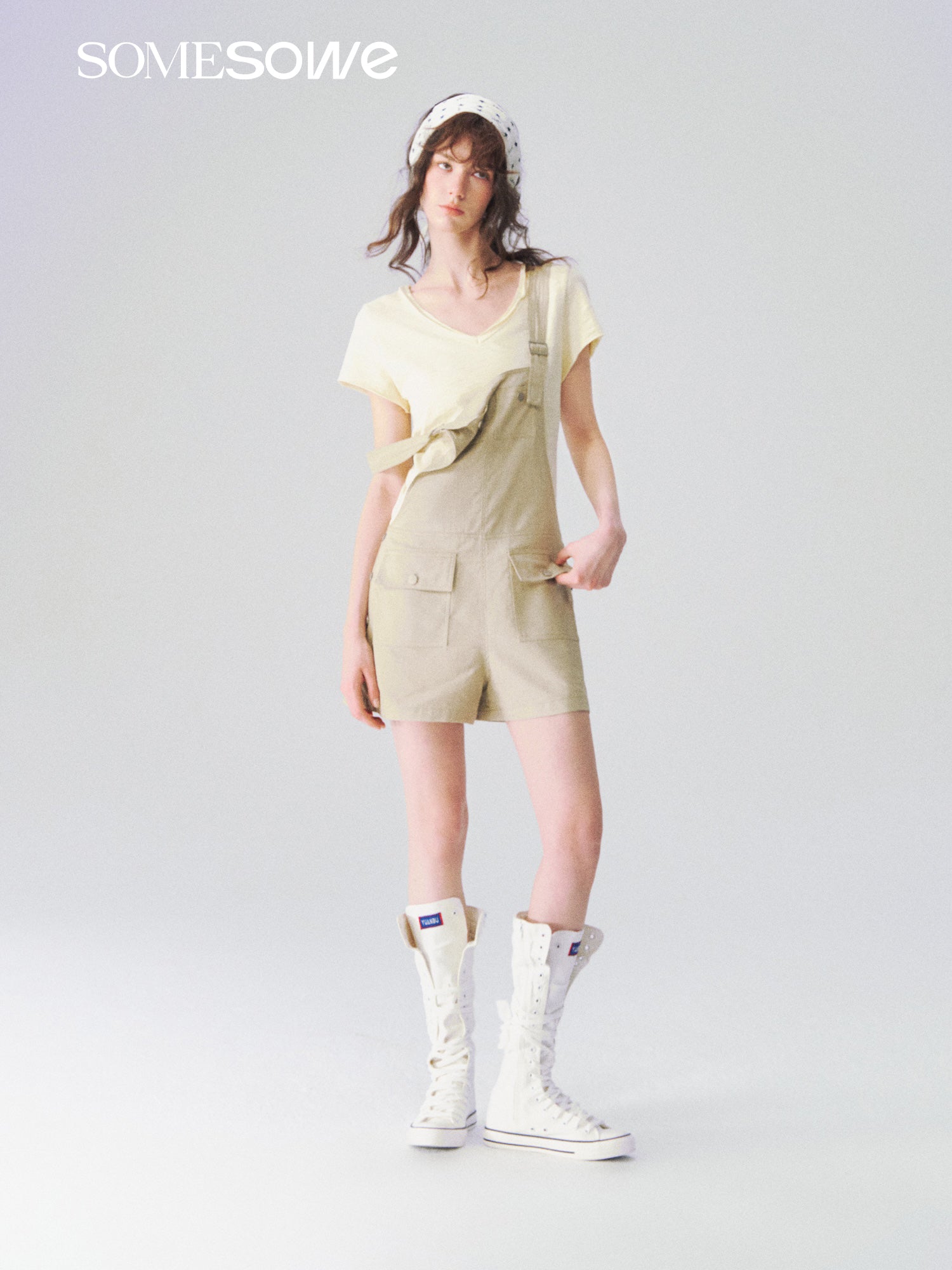 SOMESOWE S2609089 Linen workwear overall shorts