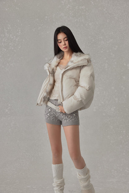 NONCESTNON N276 Fur-trimmed down jacket