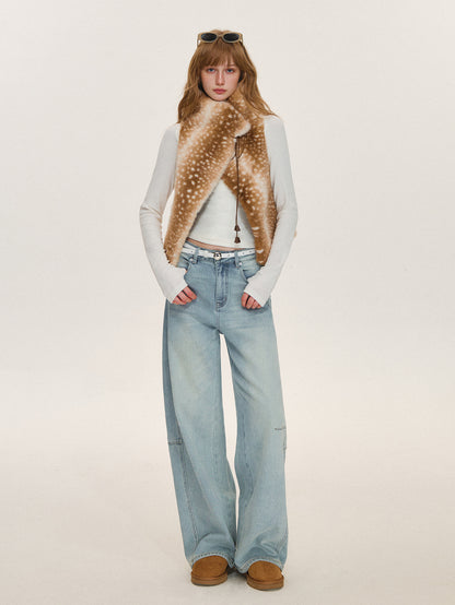 Asgony ASG26611 Strap-Detail Faux Fur Vest