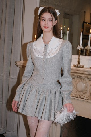 Jean Soo Sequined Peter Pan Collar Short Jacket