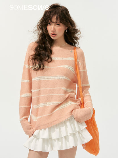 SOMESOWE S2508187 Irregular striped sweater