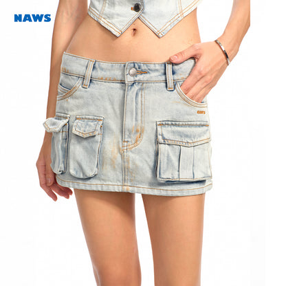 NAWS DQ020125 Ceramic denim skirt (2color)