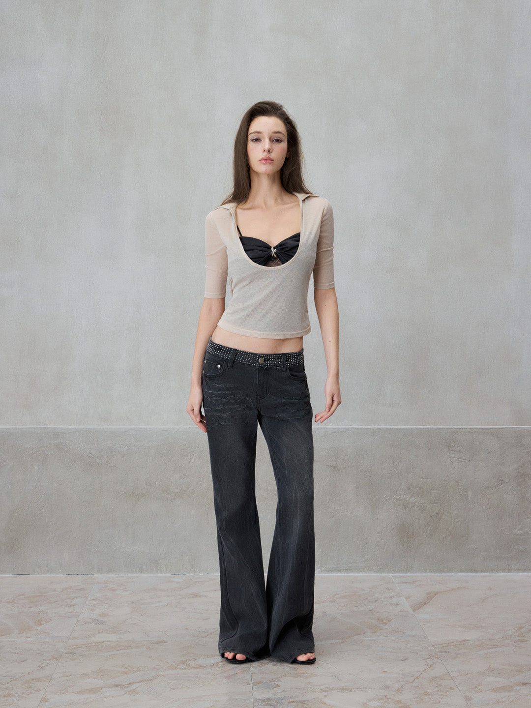 NONCESTNON N317 Big U-neck with black mid sleeves