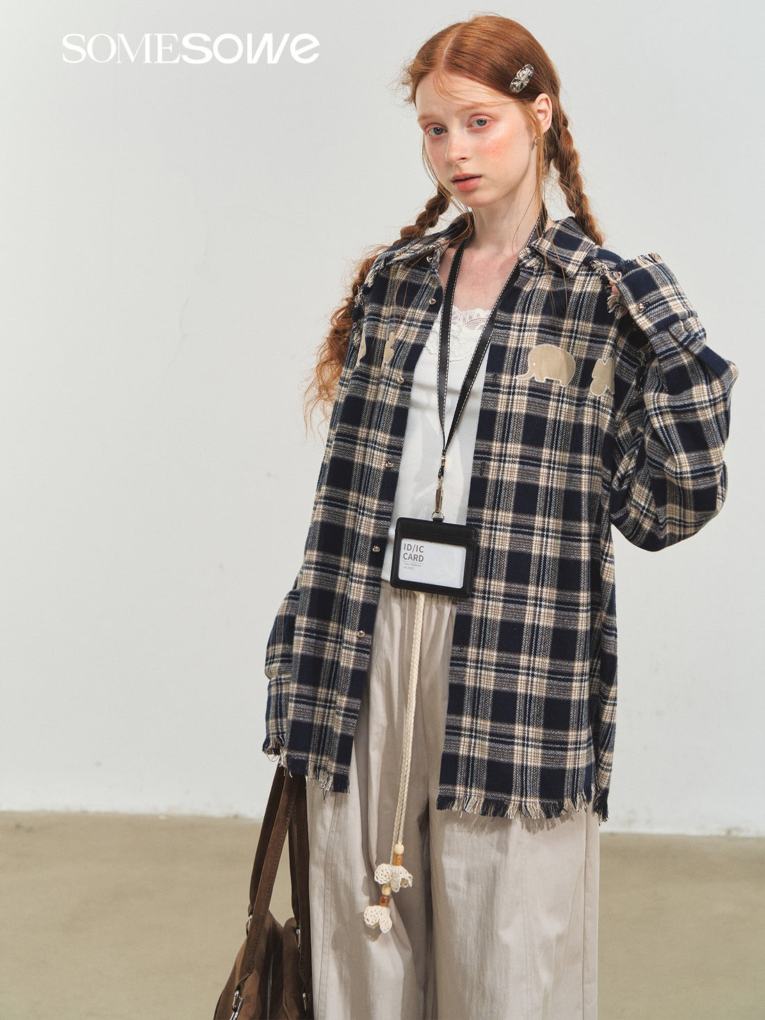 SOMESOWE S2508205 Fun fringe plaid shirt