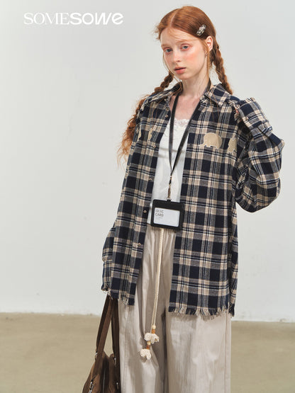 SOMESOWE S2508205 Fun fringe plaid shirt