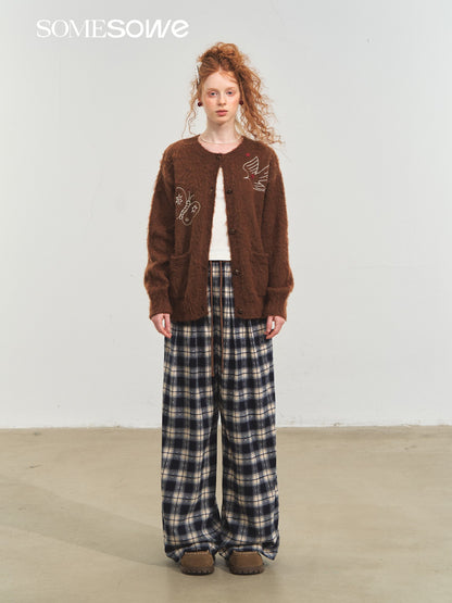 SOMESOWE S2508220 Lazy plaid wide leg casual pants