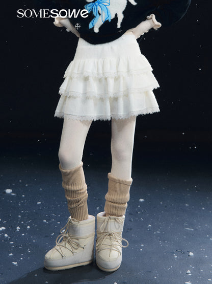SOMESOWE S2508307 Lace patchwork fluffy cake skirt