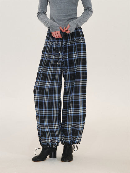 Asgony ASG26609 Plaid Wide-Leg Pants