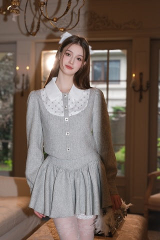 Jean Soo Sequined Peter Pan Collar Short Jacket