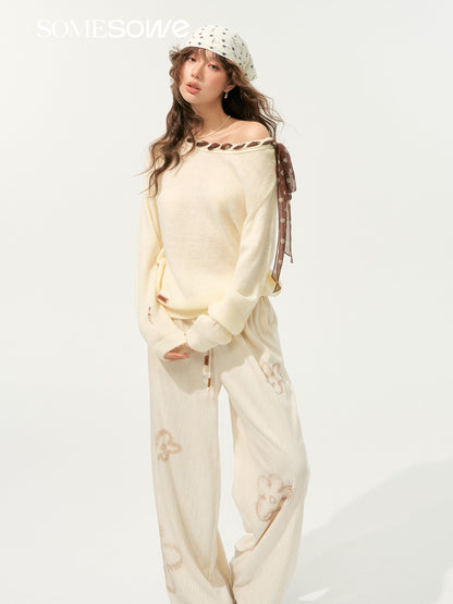 SOMESOWE S2508191 Silk scarf tied knitted top