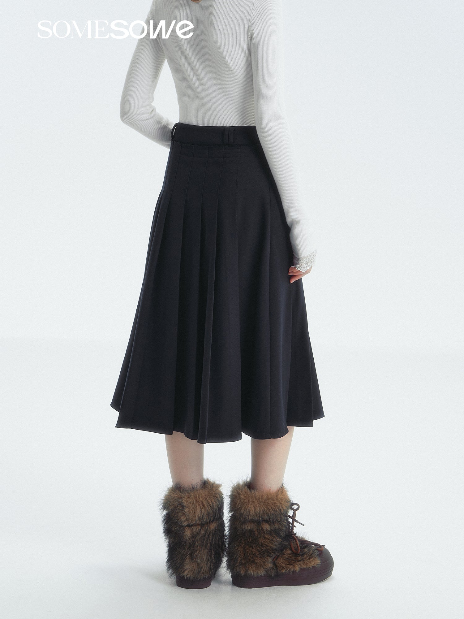 SOMESOWE S2407302 Long pleated preppy skirt