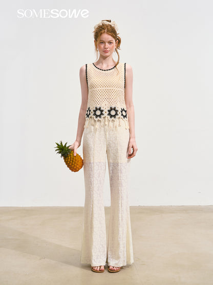 SOMESOWE S2508117 Lace micro flared pants