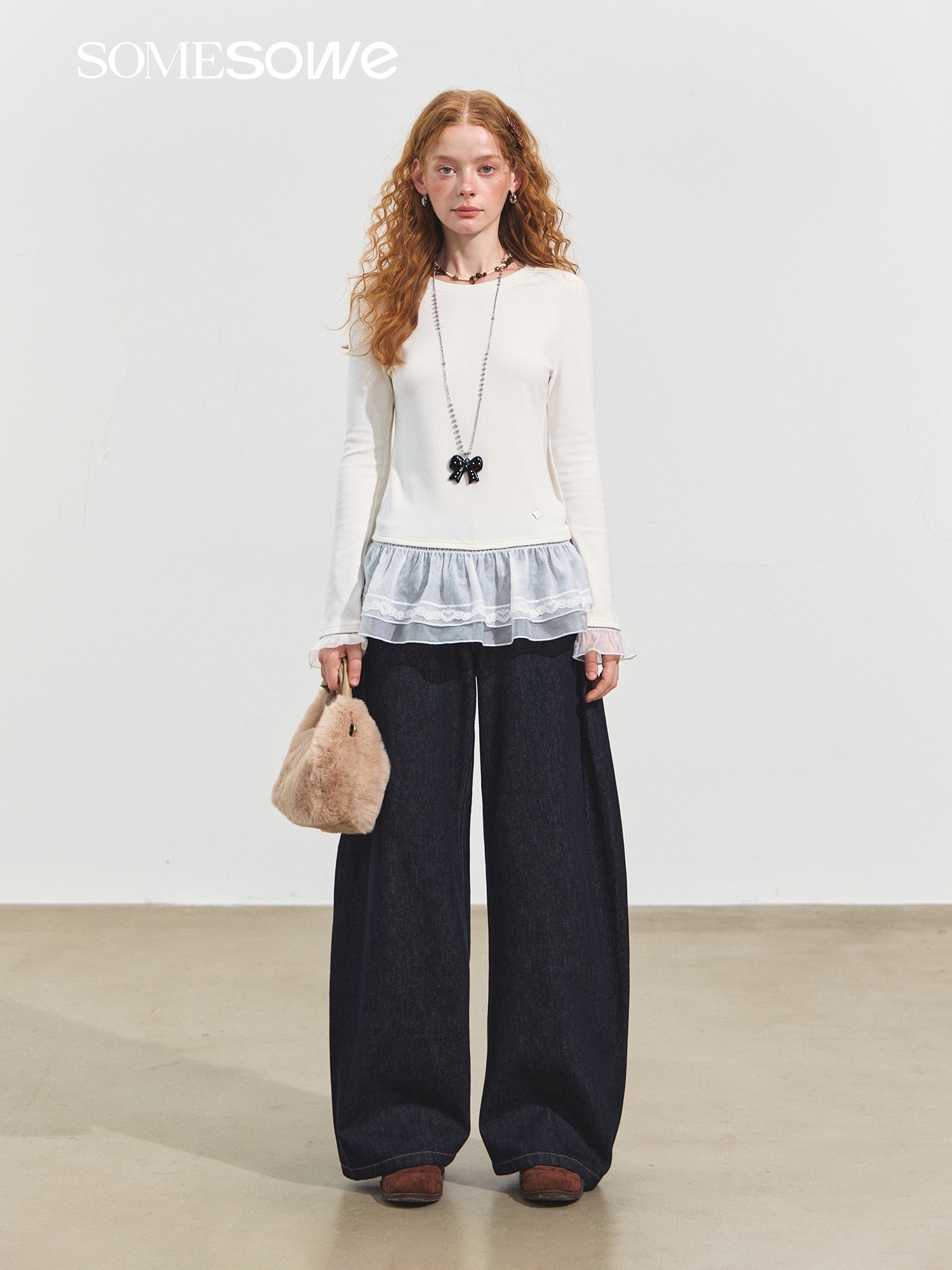SOMESOWE S2508241 Original color denim pleated pants