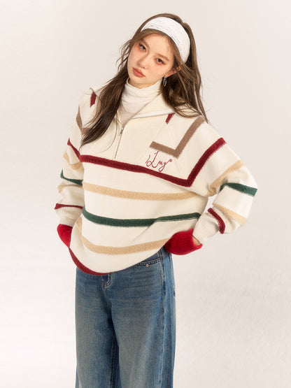 AsGony ASG24569 Color Stripe Sweater