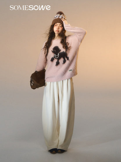 SOMESOWE S2508278 Puppy design round-neck sweater