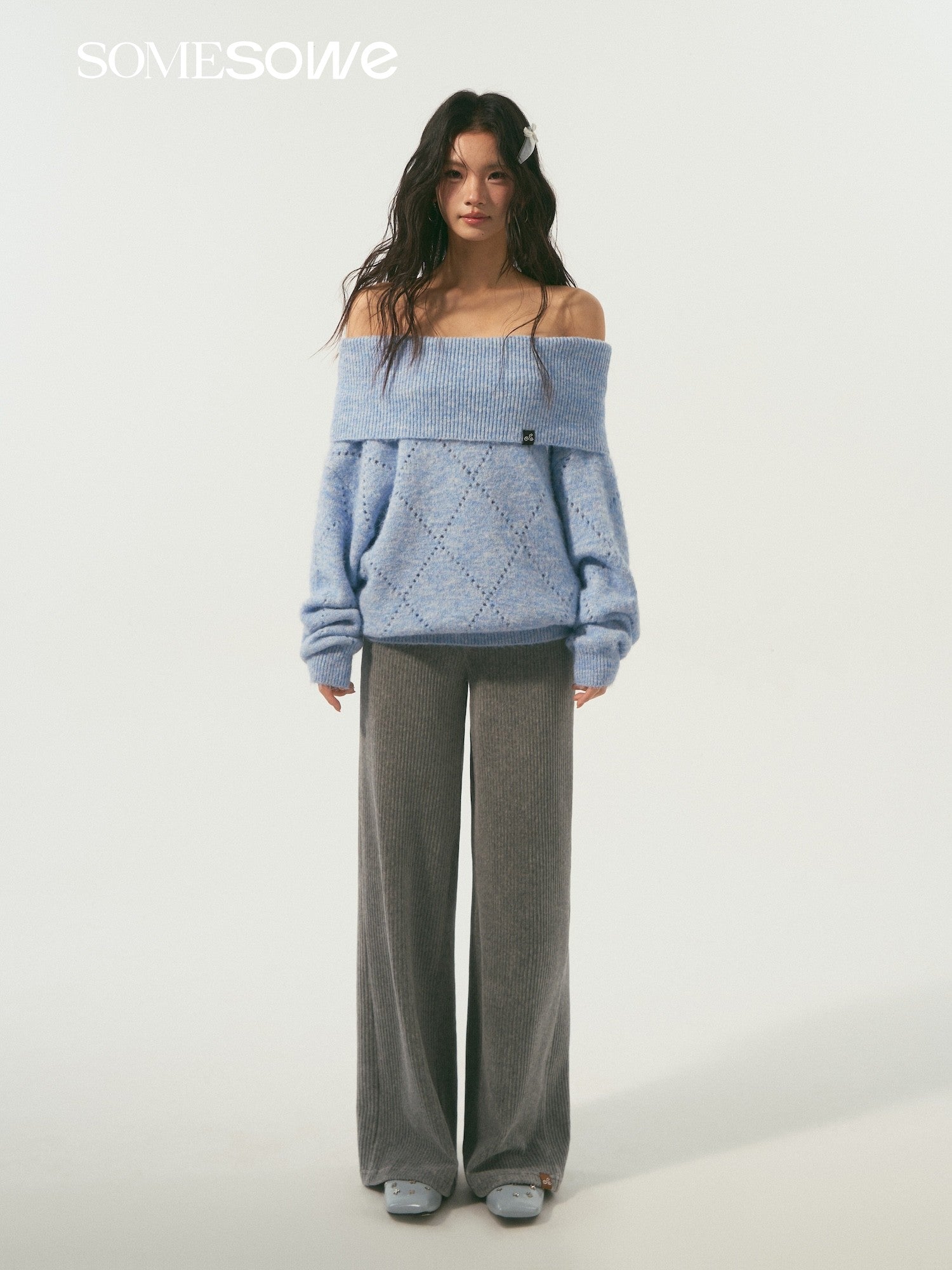 SOMESOWE S2609007&amp;S2609014 Elastic corduroy straight-fit casual pants + skirt panel