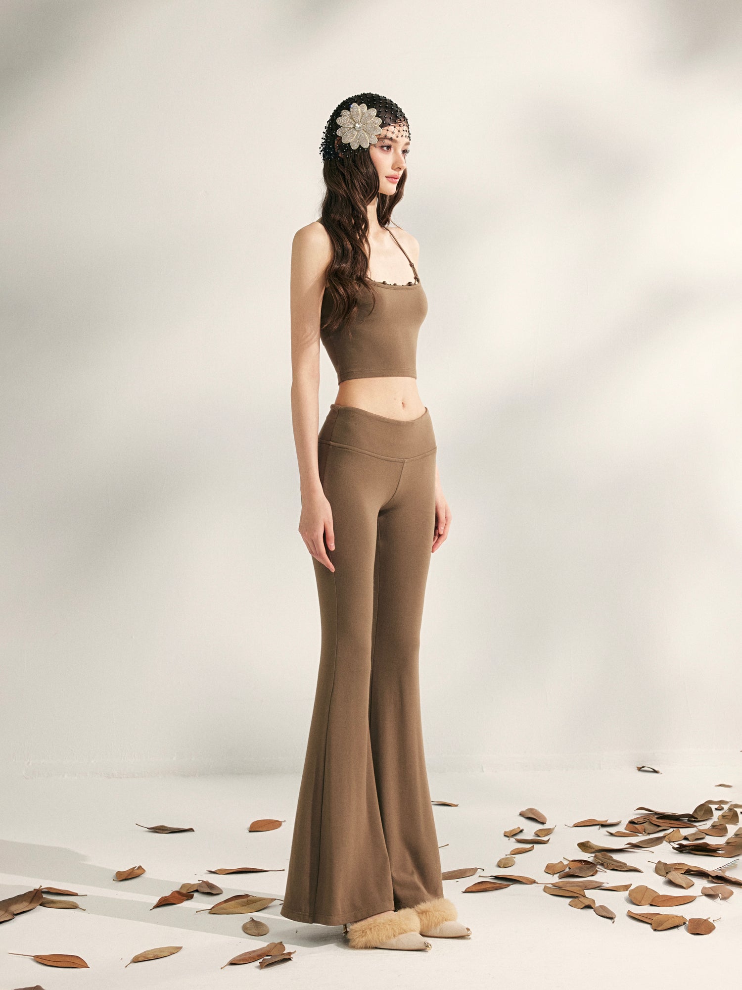 YZZI HE Beaded knit camisole + yoga pants set
