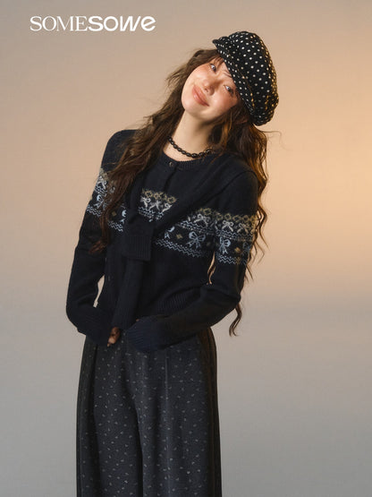 SOMESOWE S2508277 Fair Island Bow Fake Two Sweater