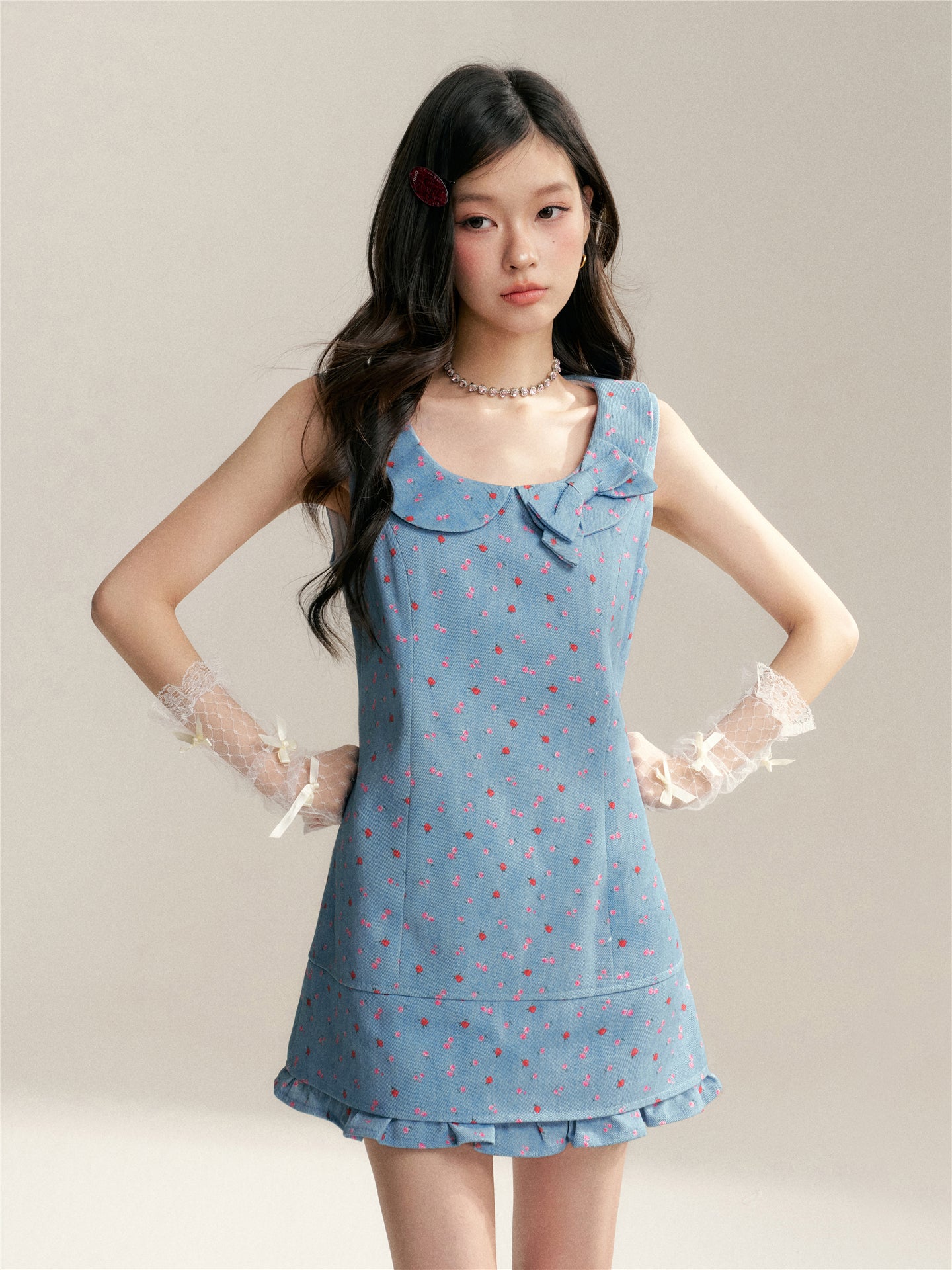 16DEWS 16D246069 A-line doll collar denim dress