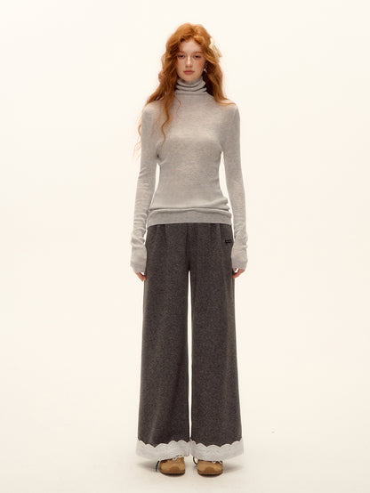 AsGony ASG25512 Wool high neck knitted versatile base sweater