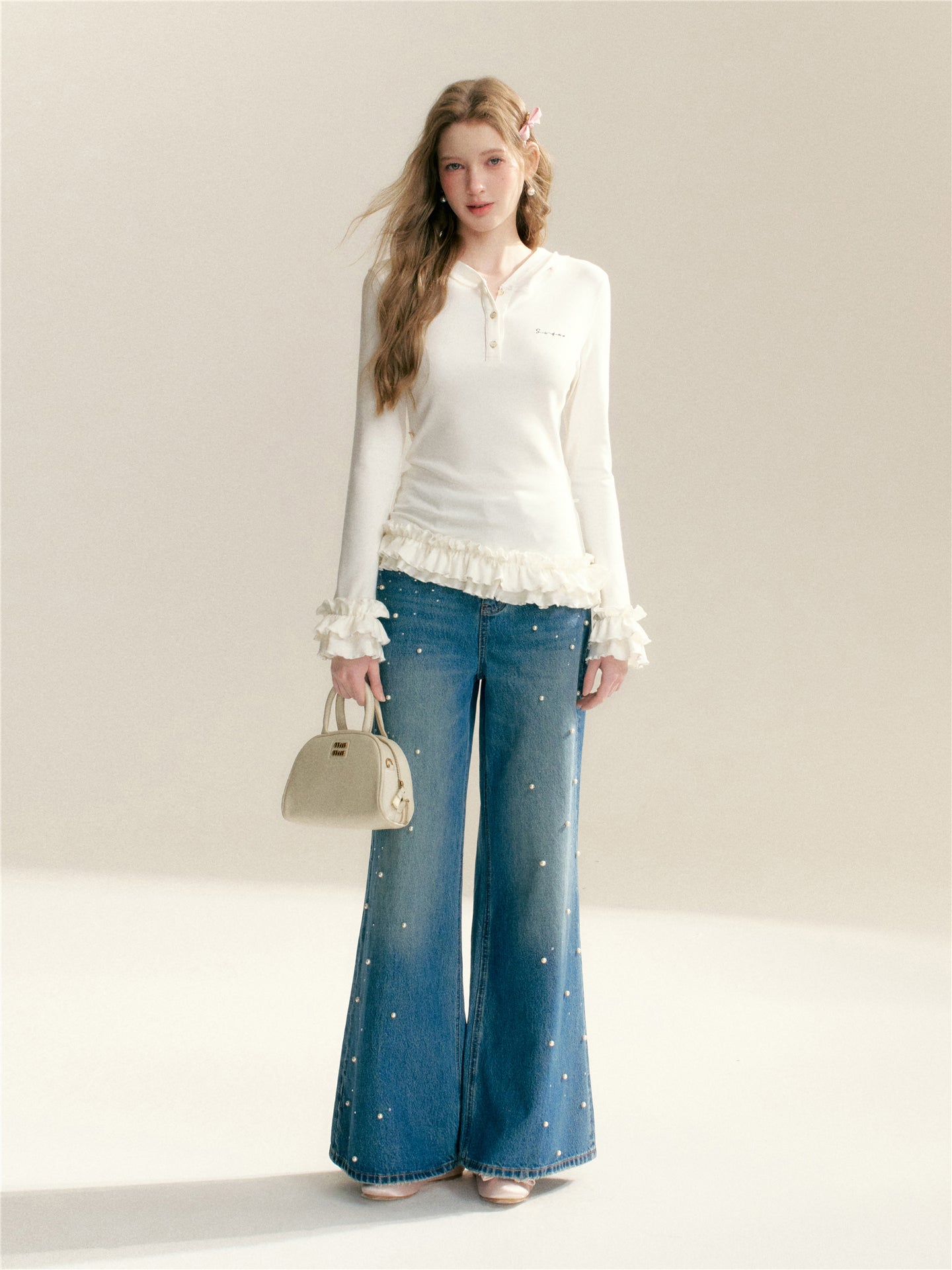 16DEWS 16D26006 Slim fit hooded pleated patchwork top