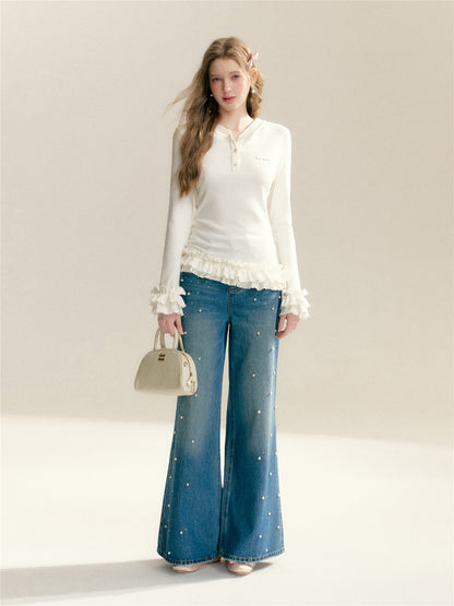 16DEWS 16D26006 Slim fit hooded pleated patchwork top