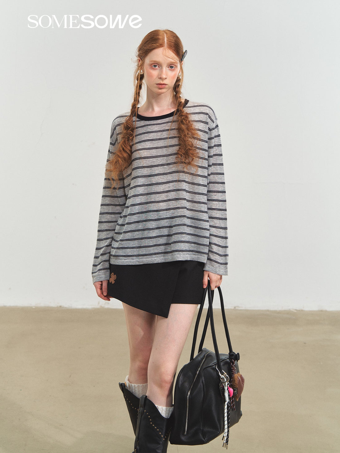 SOMESOWE S2508227 Vintage striped versatile knitted top