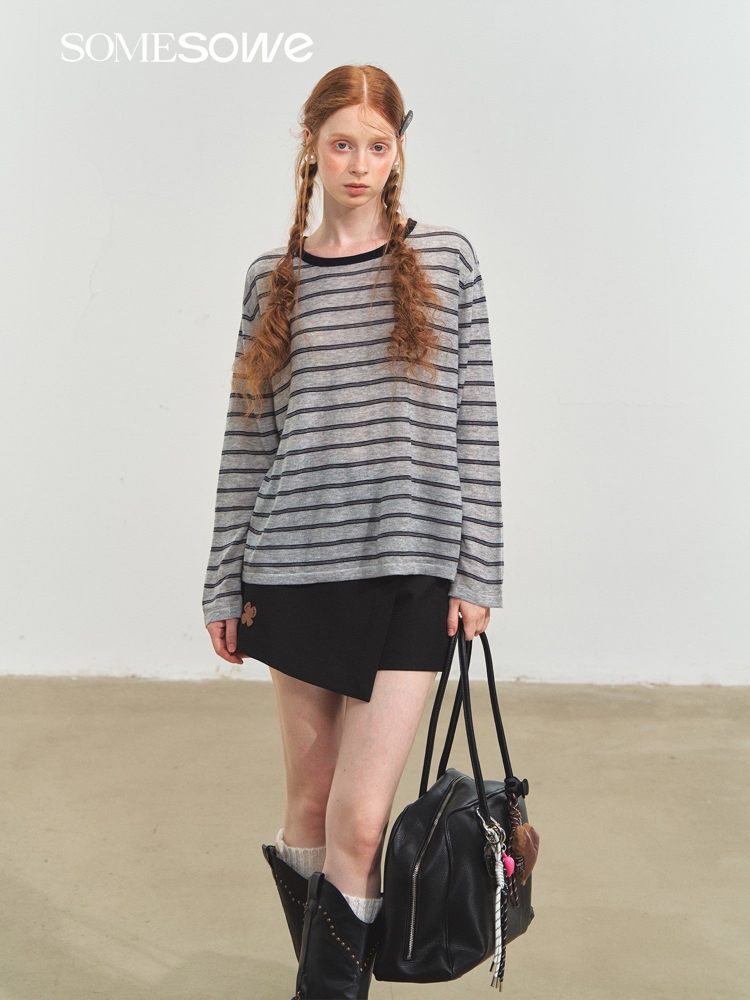 SOMESOWE S2508227 Vintage striped versatile knitted top