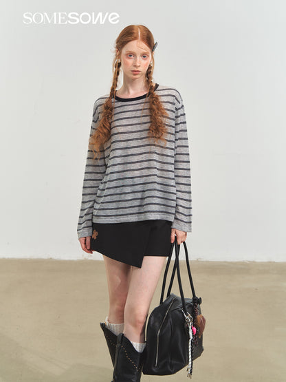 SOMESOWE S2508227 Vintage striped versatile knitted top