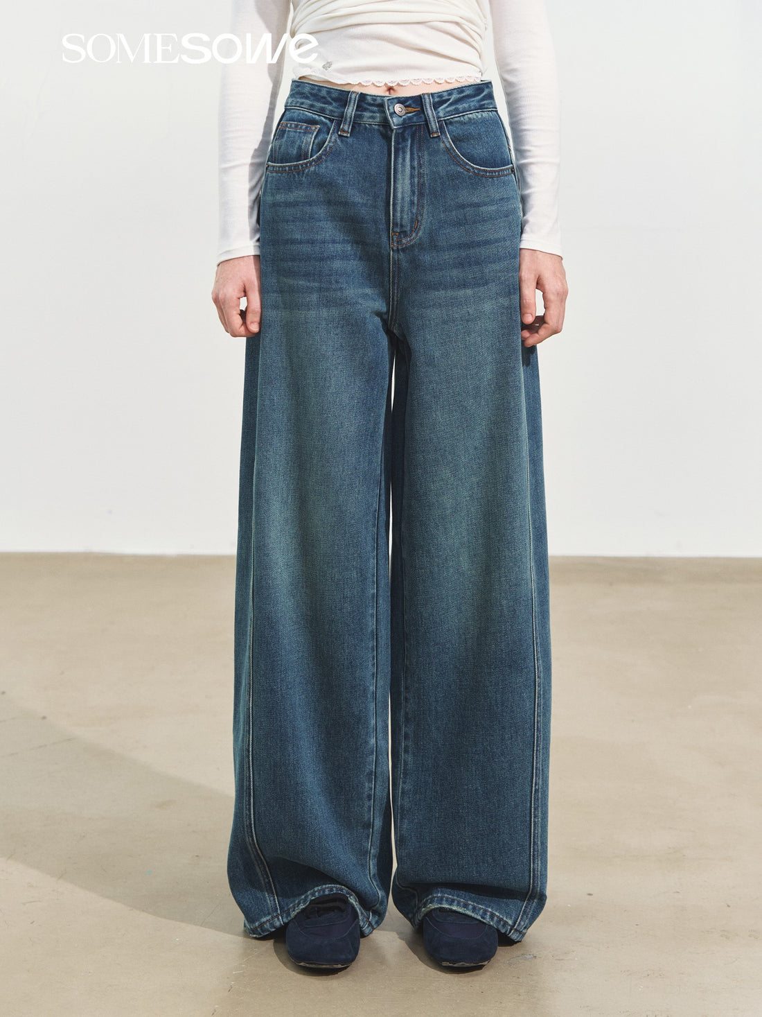 SOMESOWE S2508253 Three dimensional split wide leg jeans