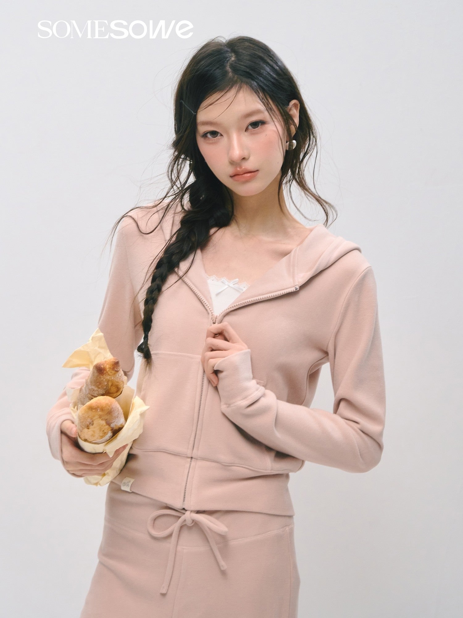 SOMESOWE S2509018&amp;S2509019 Cloud velvet soft hooded sweatshirt + pants set