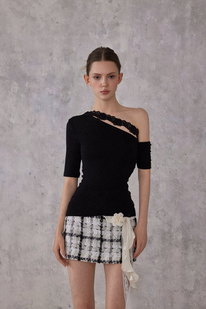 NOMEANSNO N181 Black and white checkered skirt