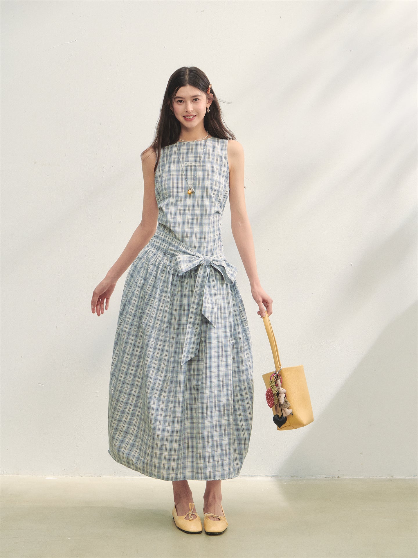 AsGony ASG25259 Plaid strap vest dress