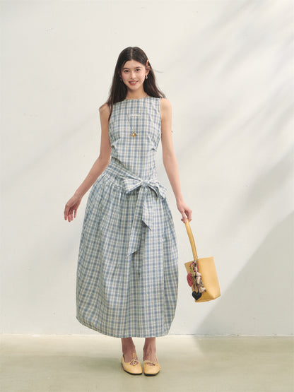 AsGony ASG25259 Plaid strap vest dress