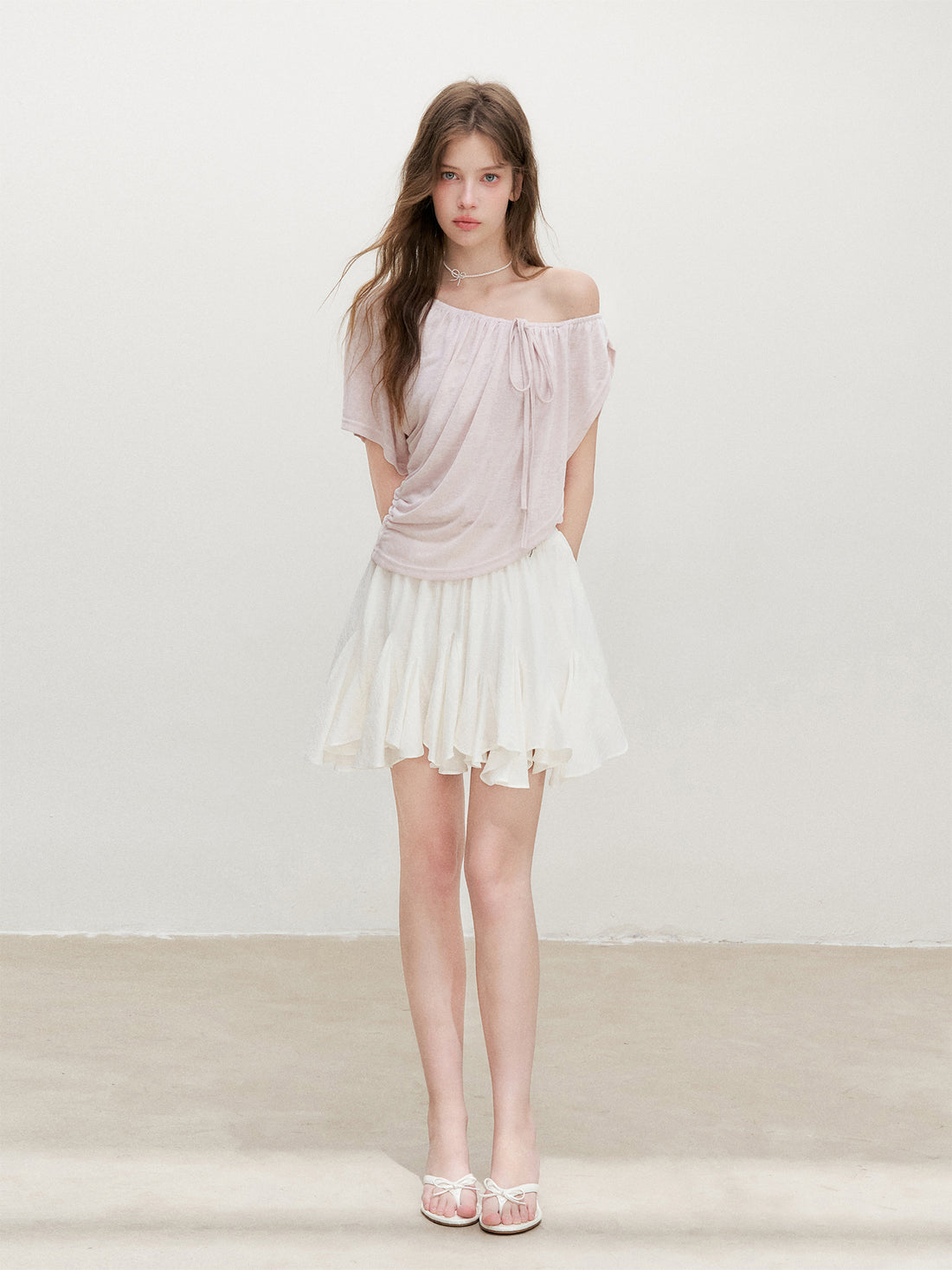 16DEWS 16D26371 Lyocell Asymmetric Faux Two-Piece Top