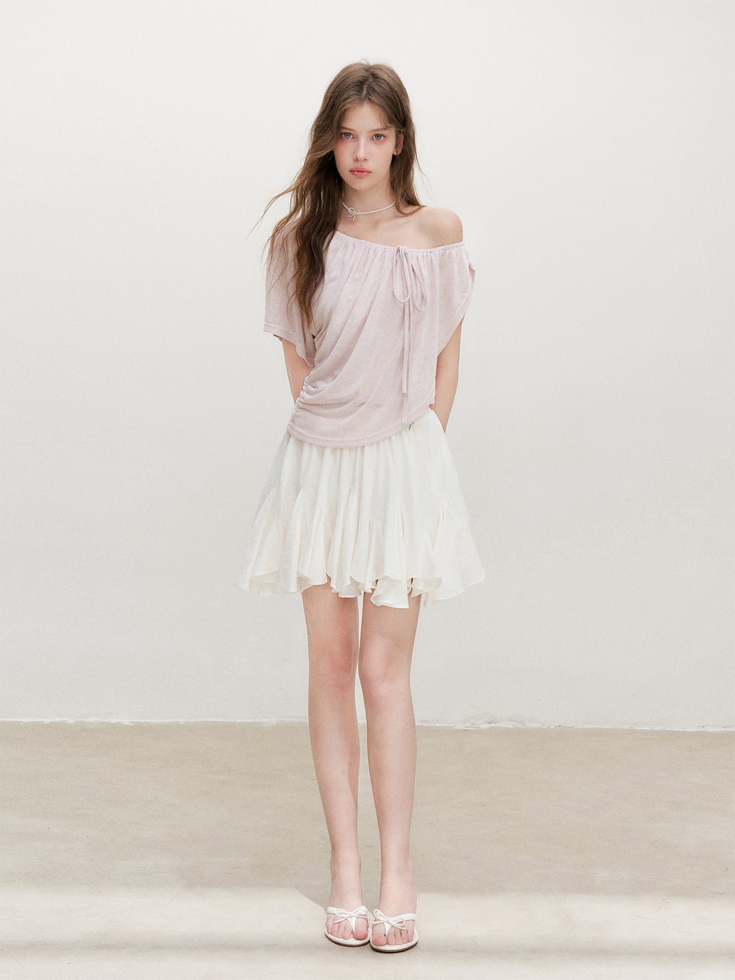 16DEWS 16D26371 Lyocell Asymmetric Faux Two-Piece Top
