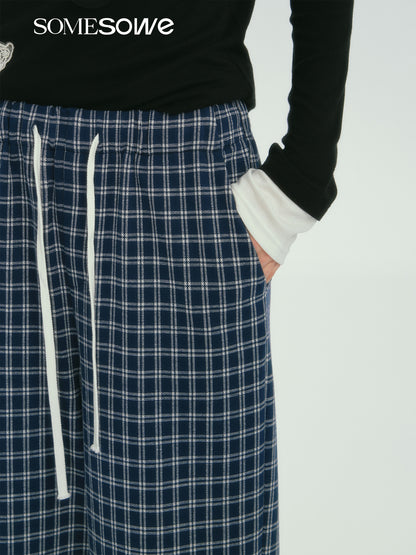 SOMESOWE S2407264 Gingham wide-leg pants