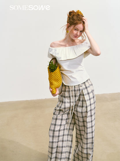 SOMESOWE S2508093 Plaid flanked casual pants