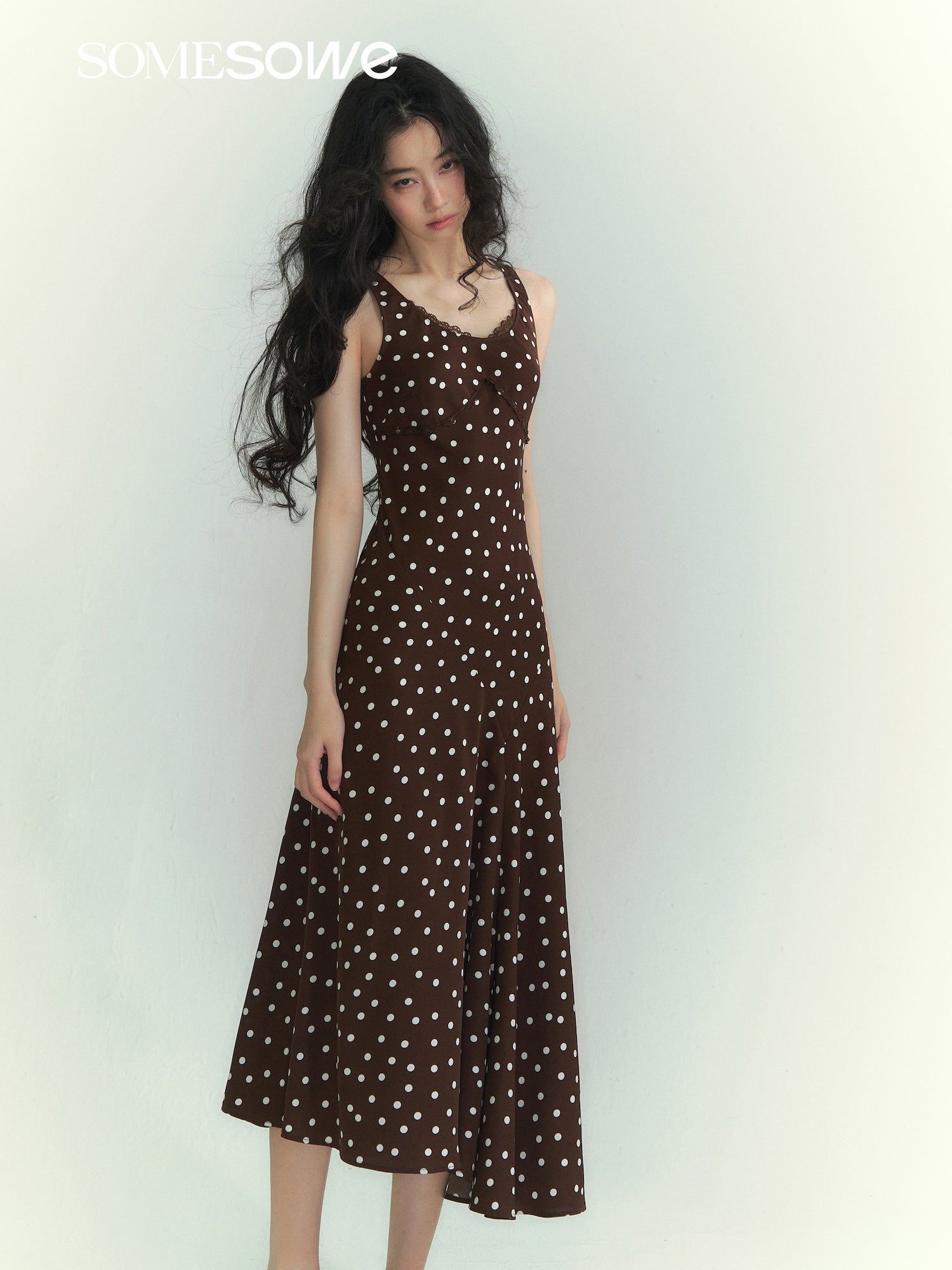 SOMESOWE S2609075 Lace polka dot dress