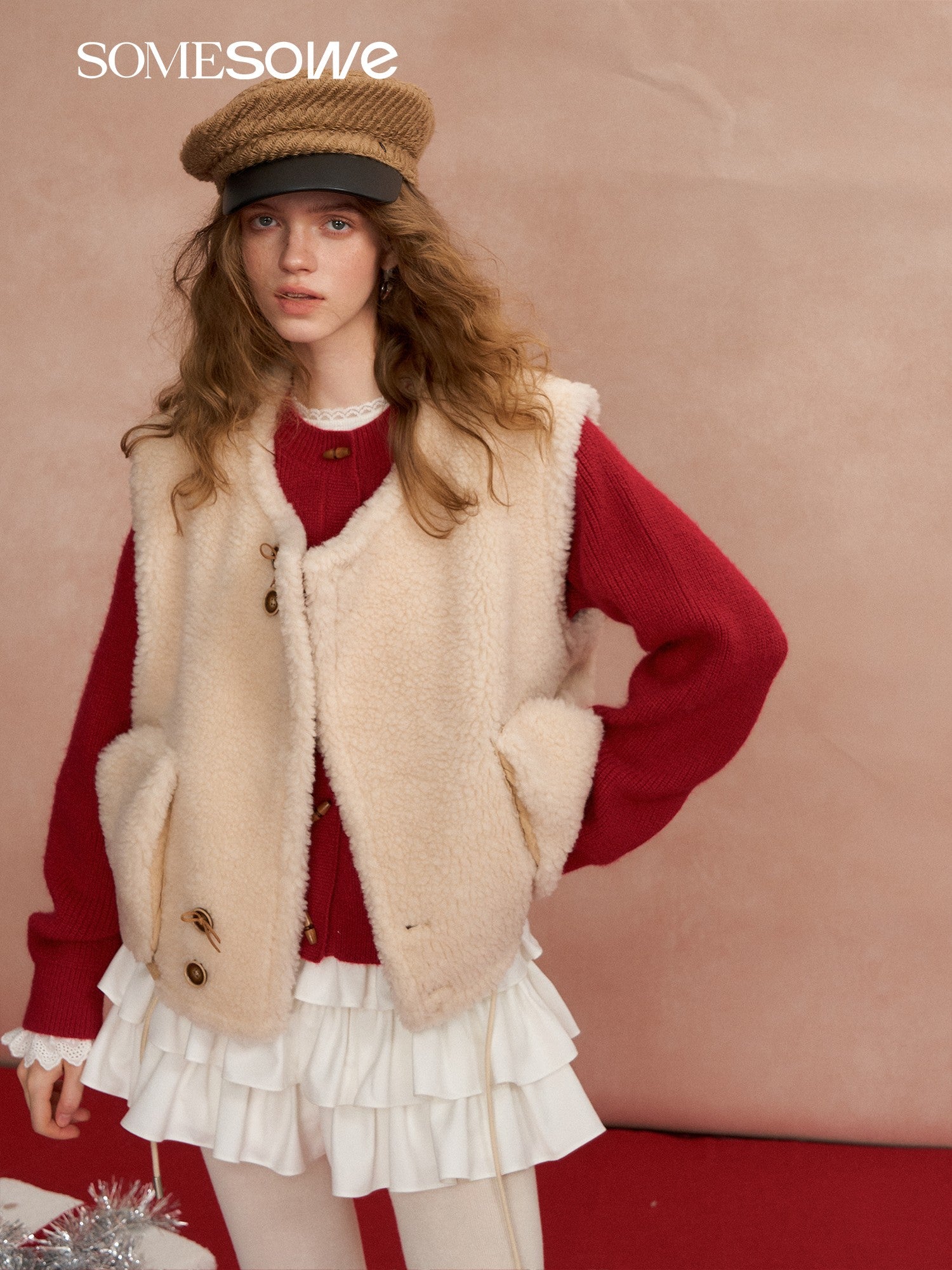 SOMESOWE S2508306 Buckled lambhair double-sided vest