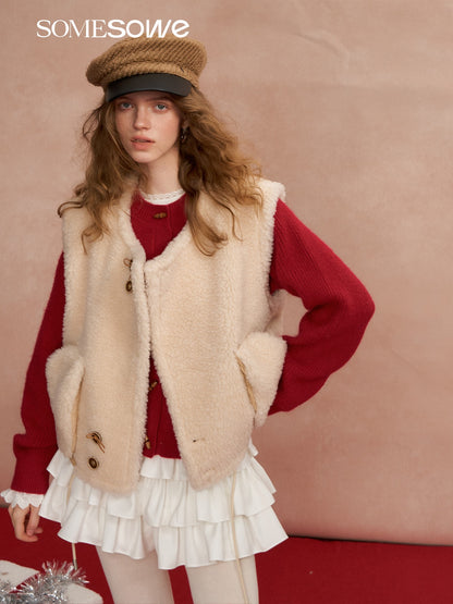 SOMESOWE S2508306 Buckled lambhair double-sided vest