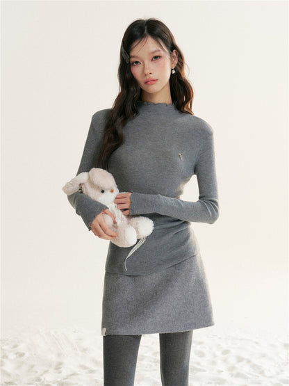 16DEWS 16D25518 High neck long sleeved knitted base shirt