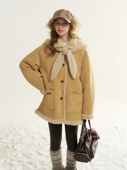 16DEWS 16D25532 Fur integrated mid length jacket