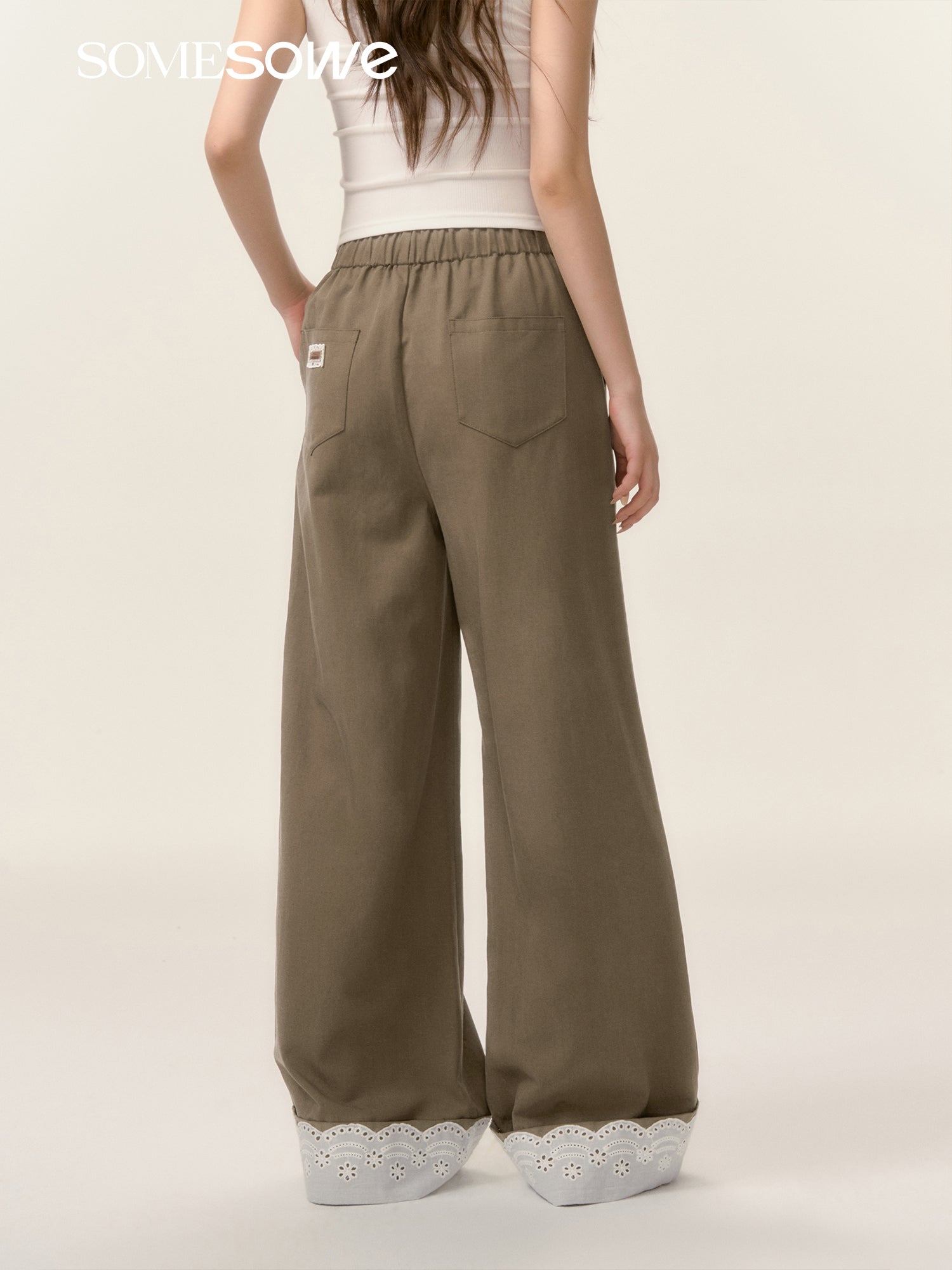 SOMESOWE [Star Style] S2508027 Lace patchwork casual pants