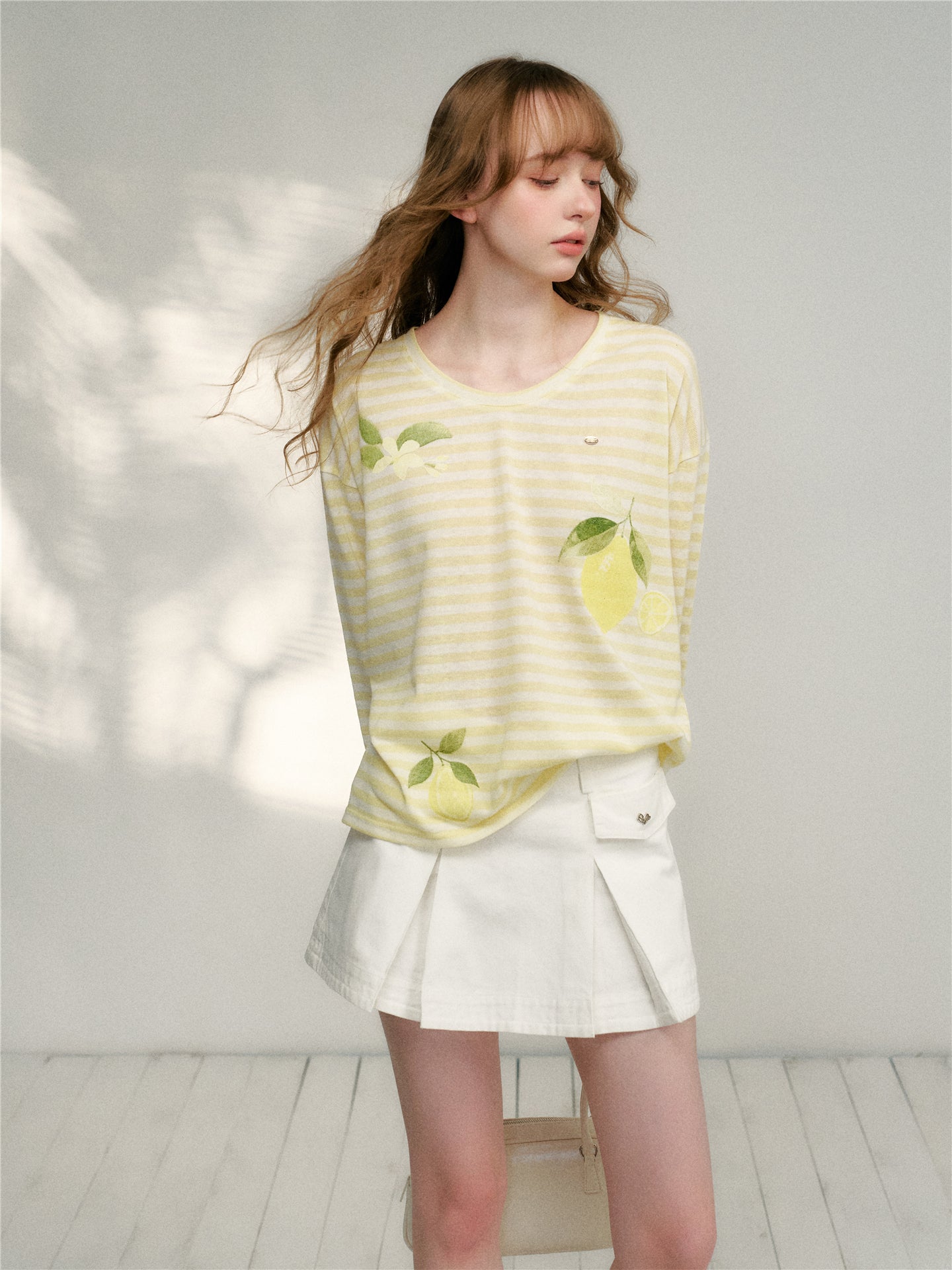 16DEWS 16D26126 Lazy loose striped long sleeved T-shirt