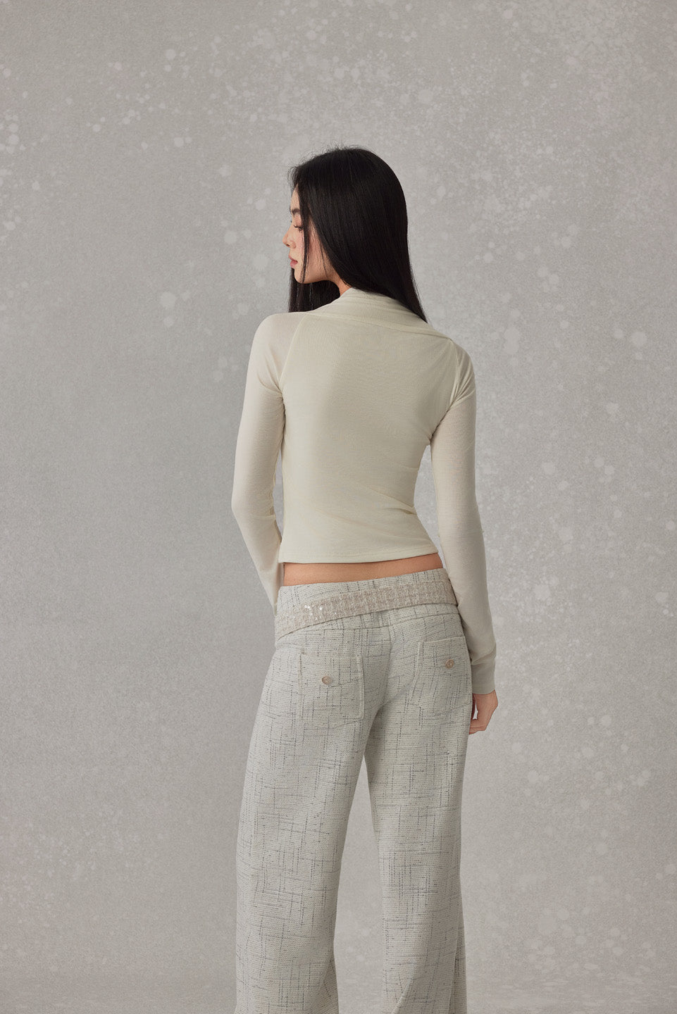 NONCESTNON N257 Lace up long sleeved top