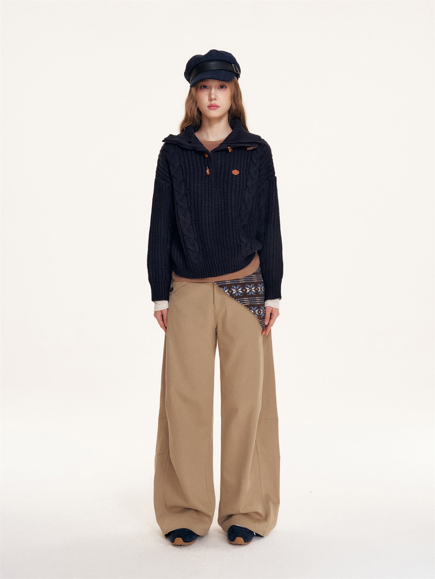 16DEWS 16D25385 Twisted coarse needle pullover sweater