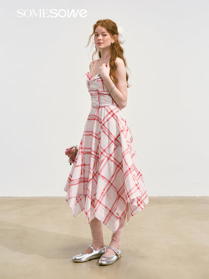 SOMESOWE S2508103 Plaid camisole midi dress