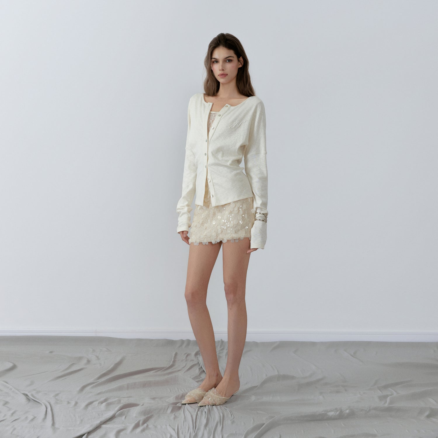 NONCESTNON N226 Fake two-piece pullover cardigan