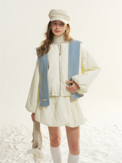 16DEWS 16D25536 Round neck cotton jacket + A-line skirt two-piece set